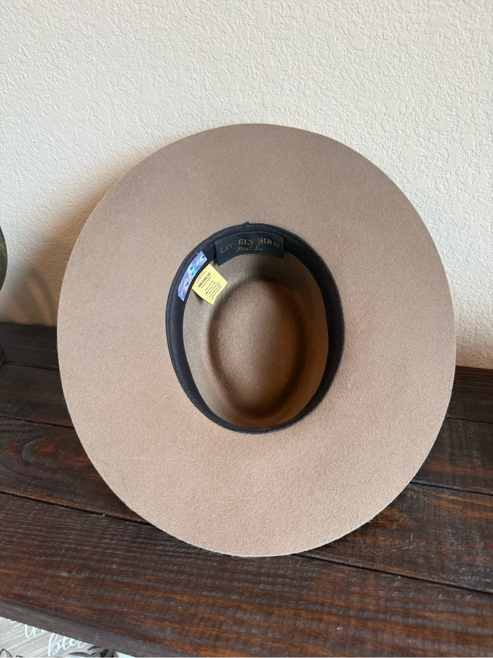 Lovely Bird Malibu - Montana Taupe Wide-Brim Fedora Hat size Med
